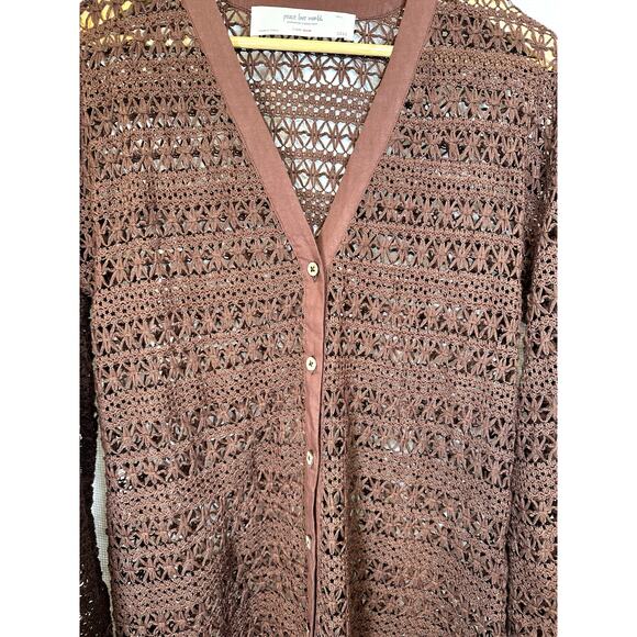 NWOT Peace Love World QVC Boho Crochet Lace Sweater Duster Boho Cardigan Sz S - Picture 3 of 6